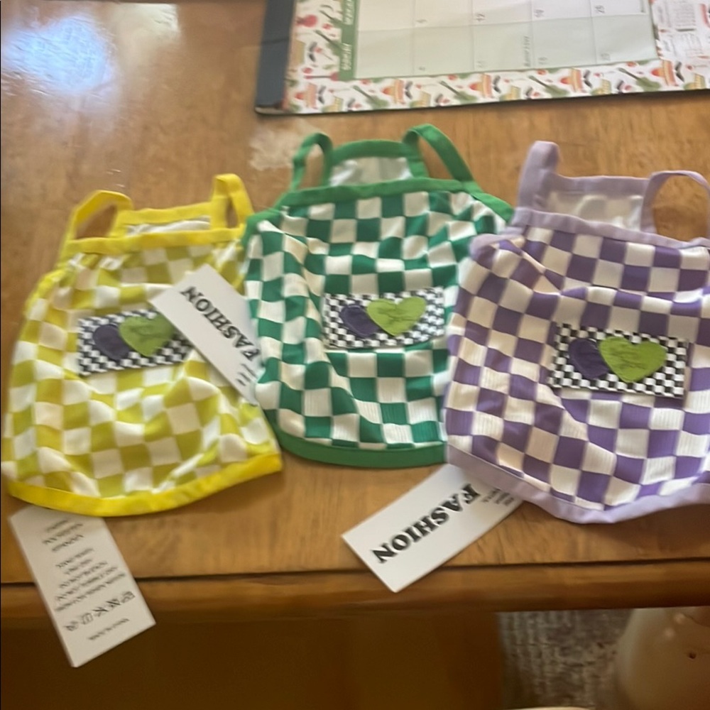 Checkered Dog swimsuit Set - Green, Yellow, Purple